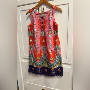 Maeve Multicolor Patterned Dress size 4 scalloped hem Anthropology
